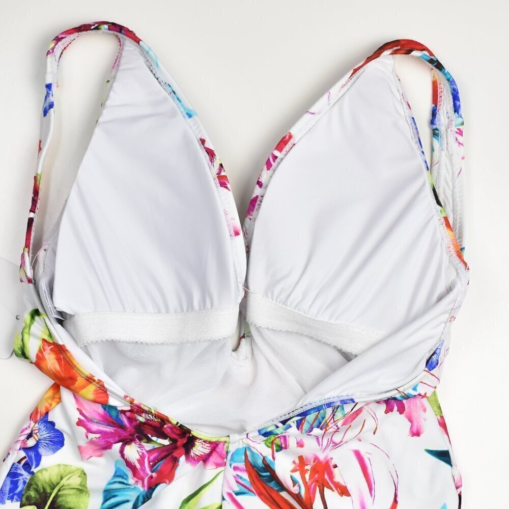 Athena  Plunge Tropical Floral One Piece Swimsuit NEW - 10 - Picture 7 of 9